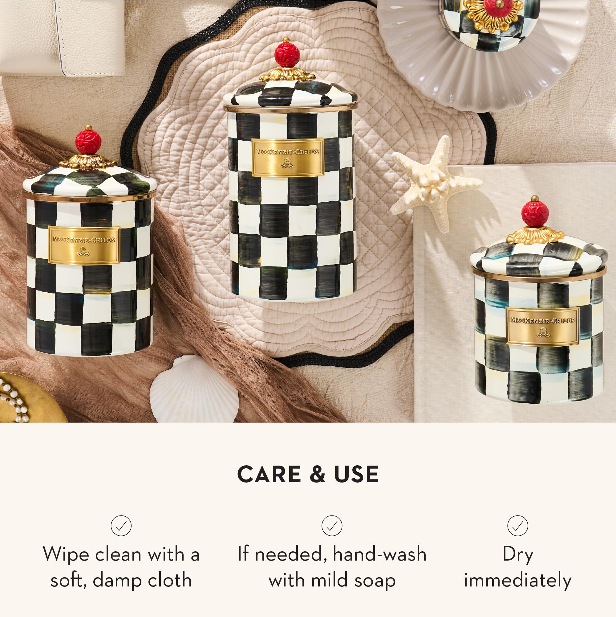 MACKENZiE-CHiLDS　チャイルズコート　キャニスター　小 Amazon.com: MACKENZIE-CHILDS Small Enamel Canister, Kitchen