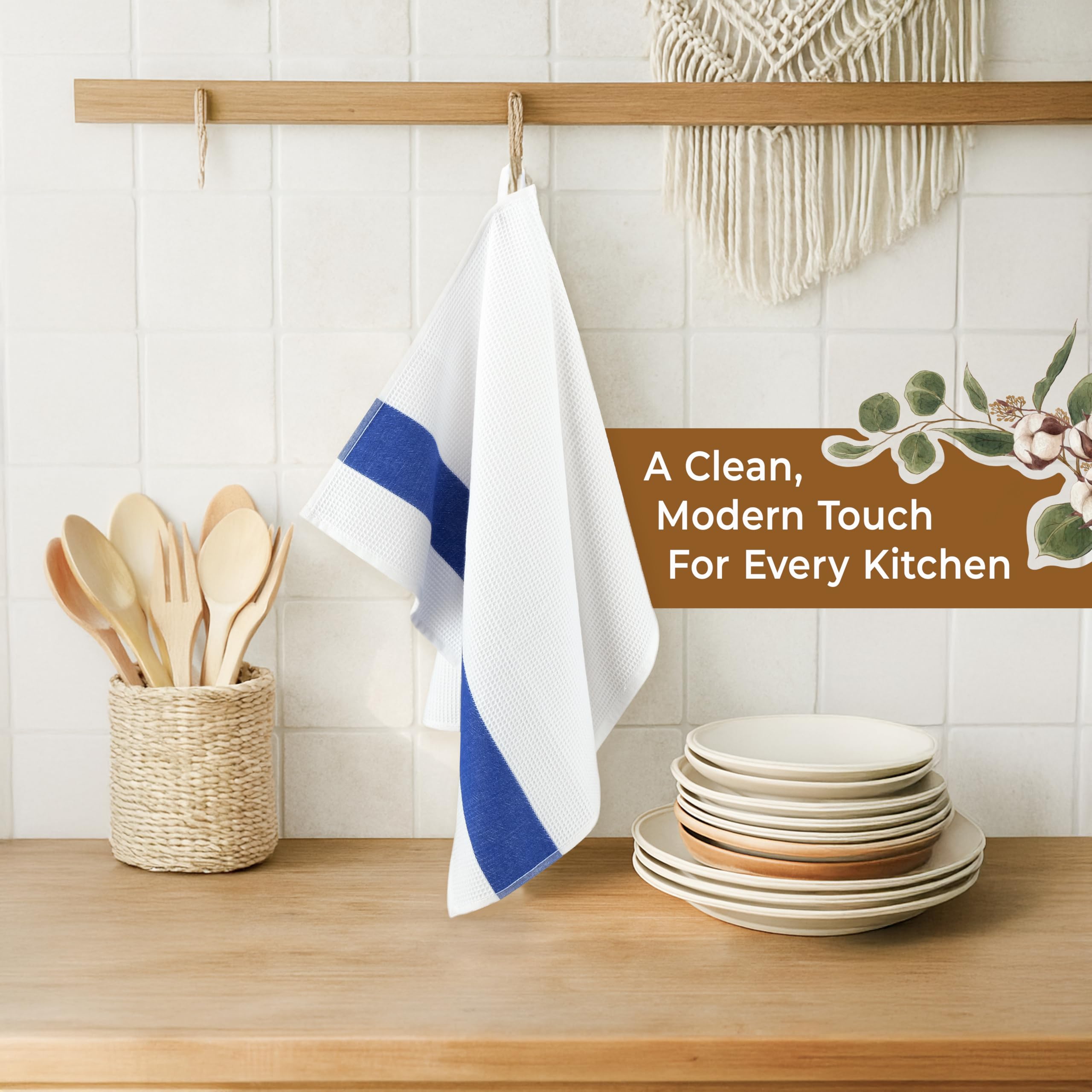 American Soft Linen Paños de cocina, 100 % algodón, paquete de 4 paños de cocina suaves, absorbentes, de secado rápido, color azul marino