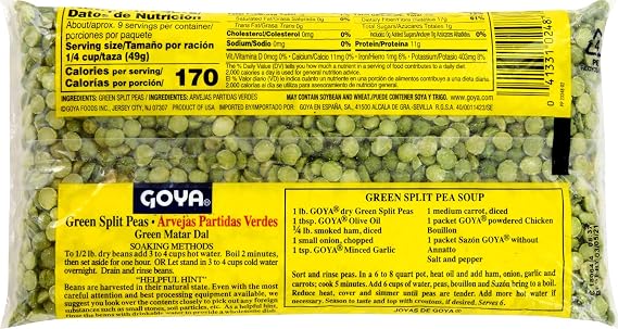 Goya Foods Green Split Peas, Dry, 16 Ounce (Pack of 24)