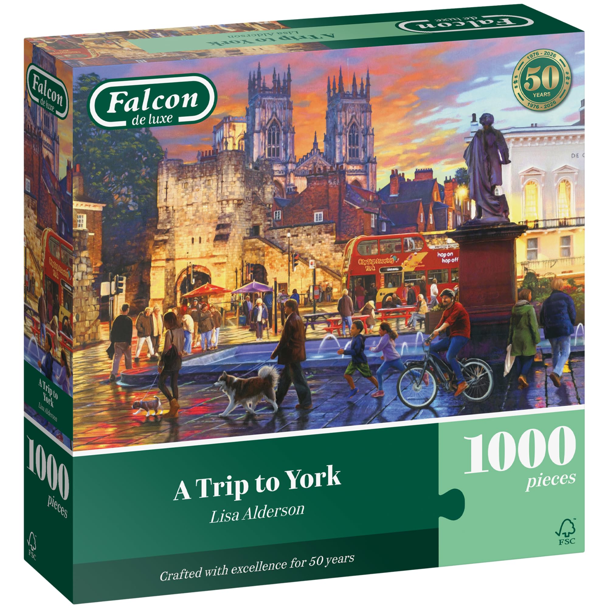 Falcon A Trip to York - 1000 Piece Jigsaw Puzzle for Adults - Beautifully Illustrated 1000Pc Adult Jigsaws - Puzzles for Home Activity, Rainy Days, Birthday Gift - Jumbo