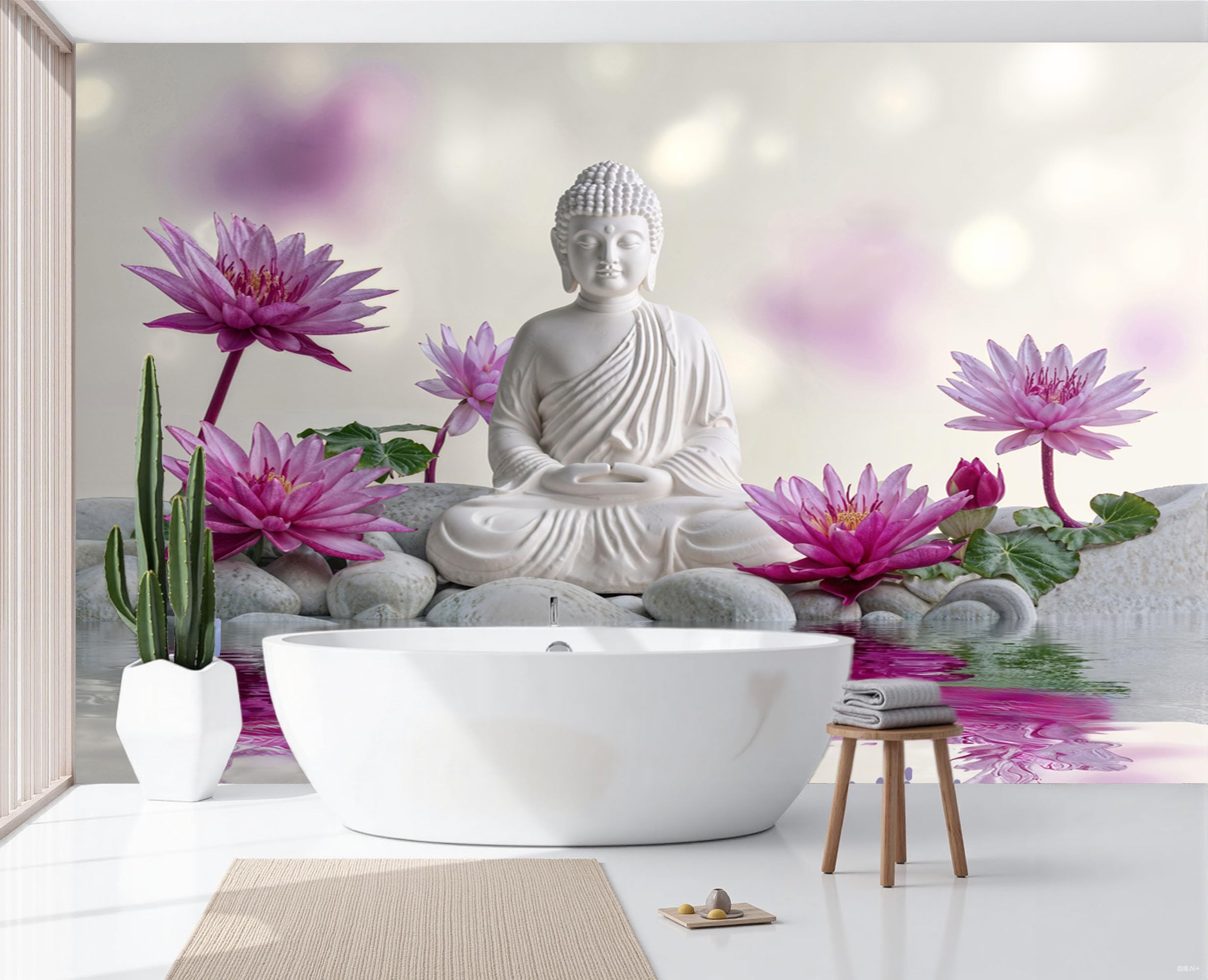 Papier peint sculpture zen naturelle pour chambre parentale ambiance cosy