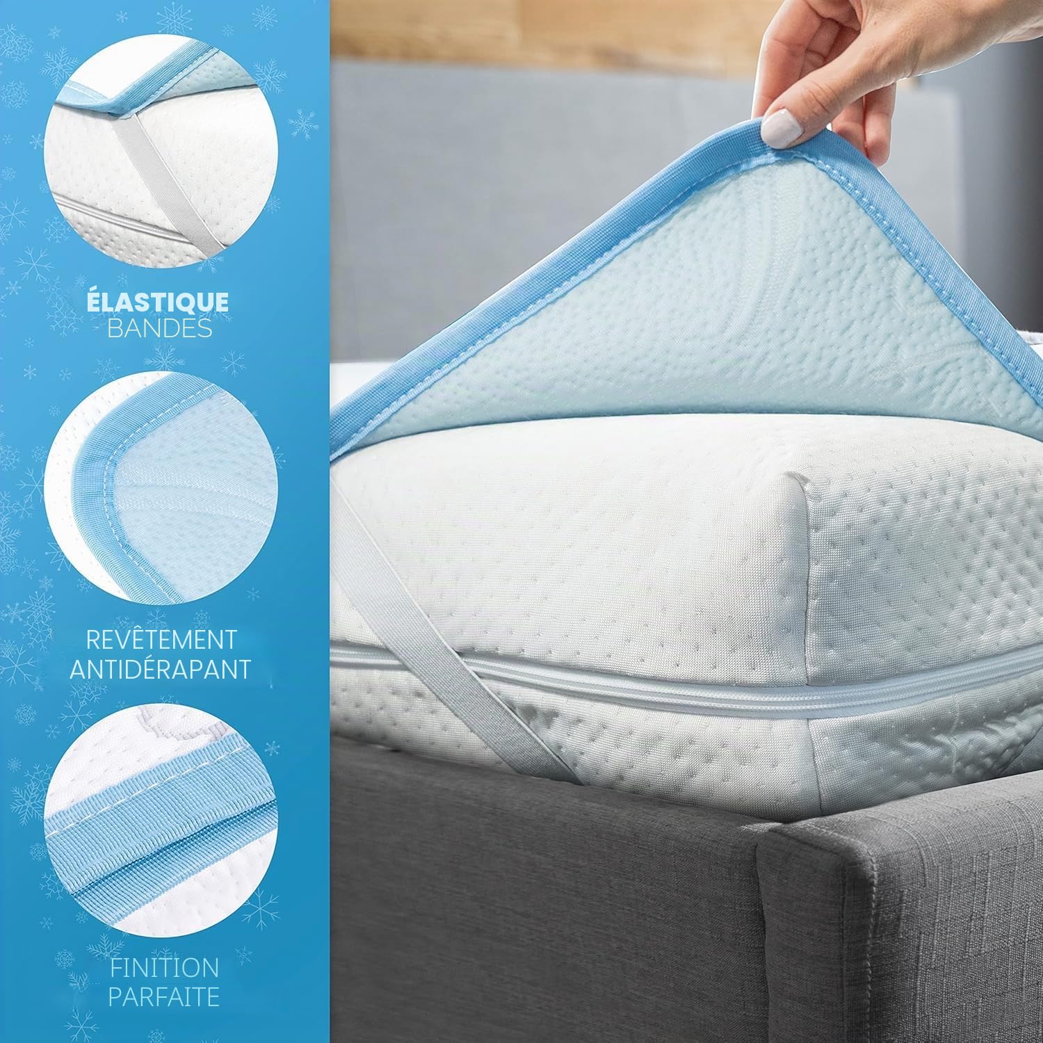 Elements Cool - Coprimaterasso rinfrescante per Letti e materassi, adatto per il raffreddamento, lavabile fino a 30 gradi, 70 x 140 cm