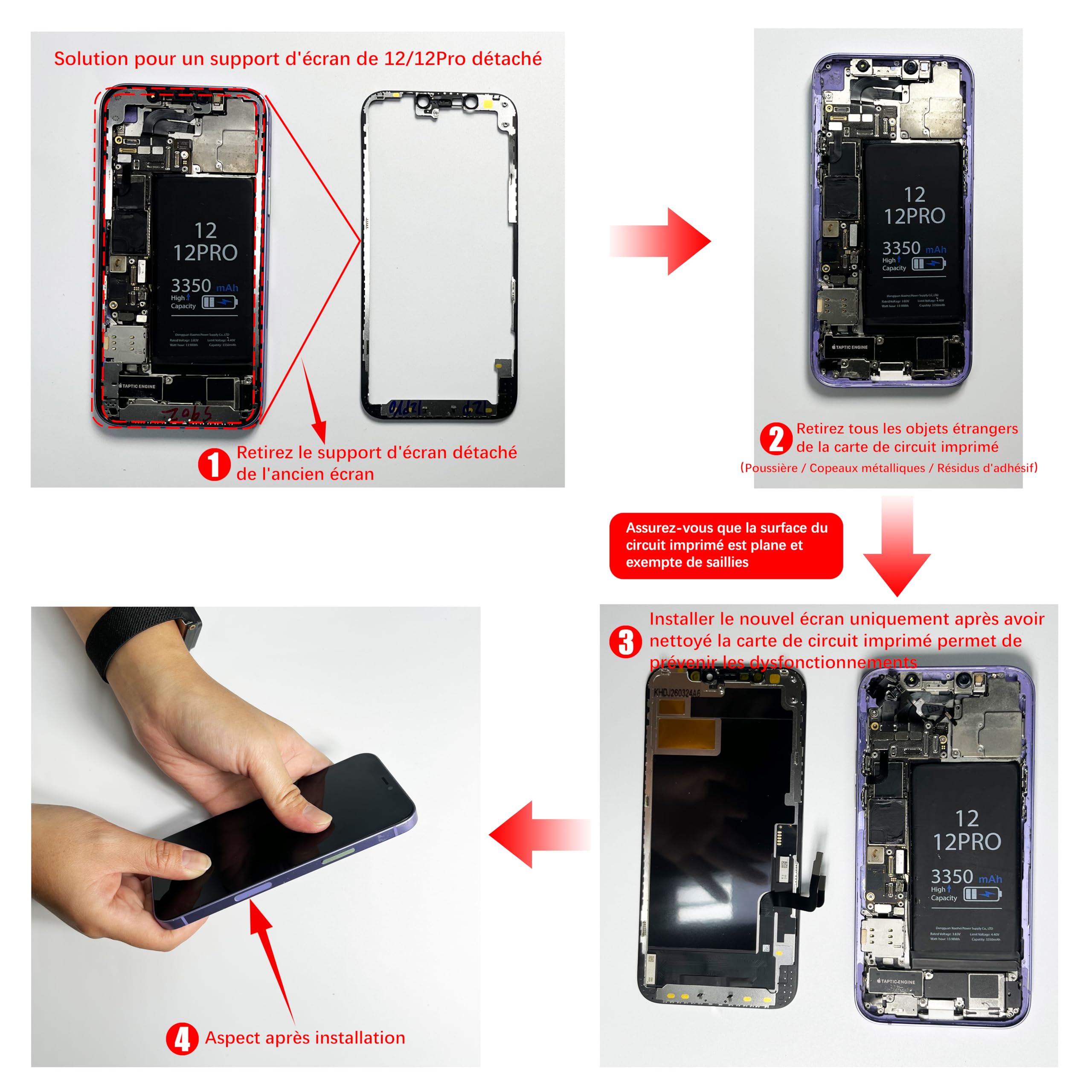 Brinonac Écran pour iPhone 12/12 Pro, 6,1" LCD Retina Full HD Tactile Digitizer Remplacement Assemblage avec Outils de Réparation