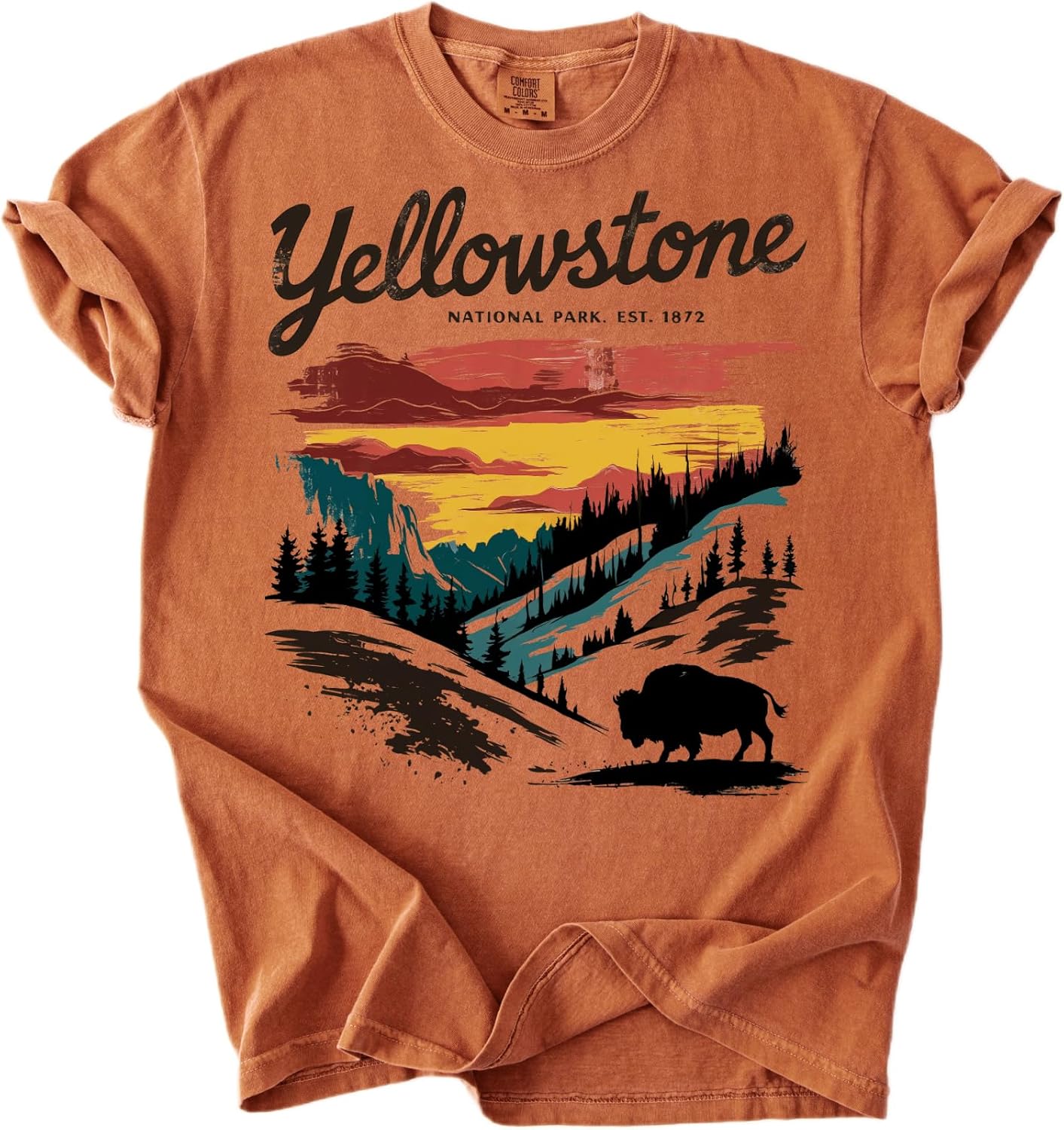 Yellowstone National Park T-Shirt, Comfort Colors National Park Shirt, Mountain Landscape Design, Adult Sizes