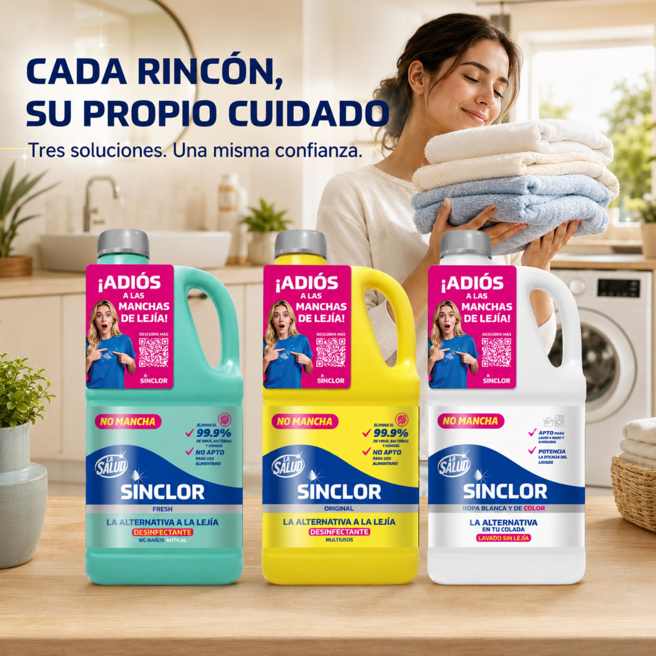 La Salud Sinclor Fresh 8L | Reiniger ohne Bleiche für WC, Bad und Kalkentferner | Alternative zu Bleiche | Fleckenfrei | 4 Einheiten