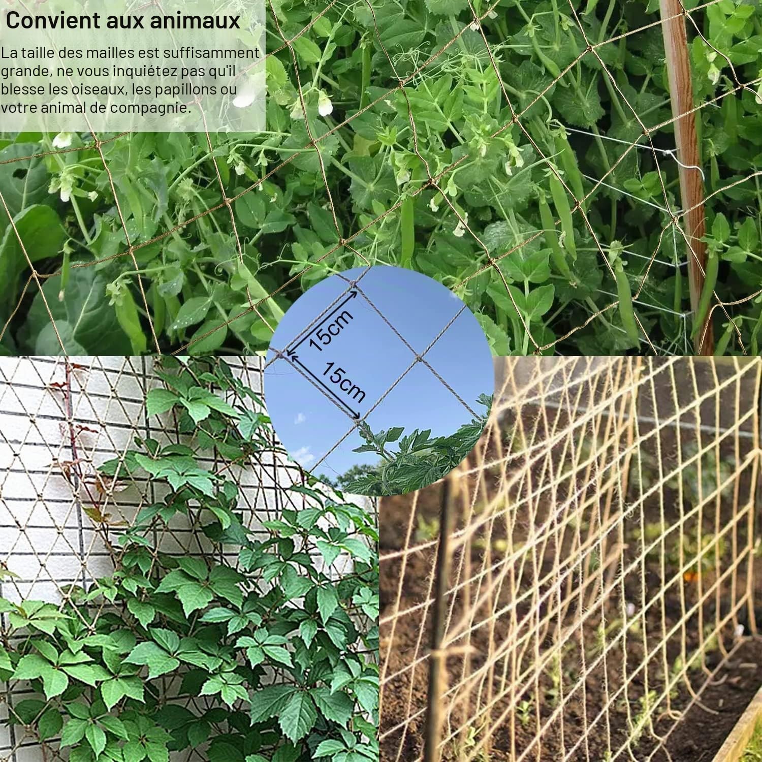 Filet de Jute 2m x 10m pour Soutien des Plantes - Treillis Écologique Biodégradable Compostable pour Jardin