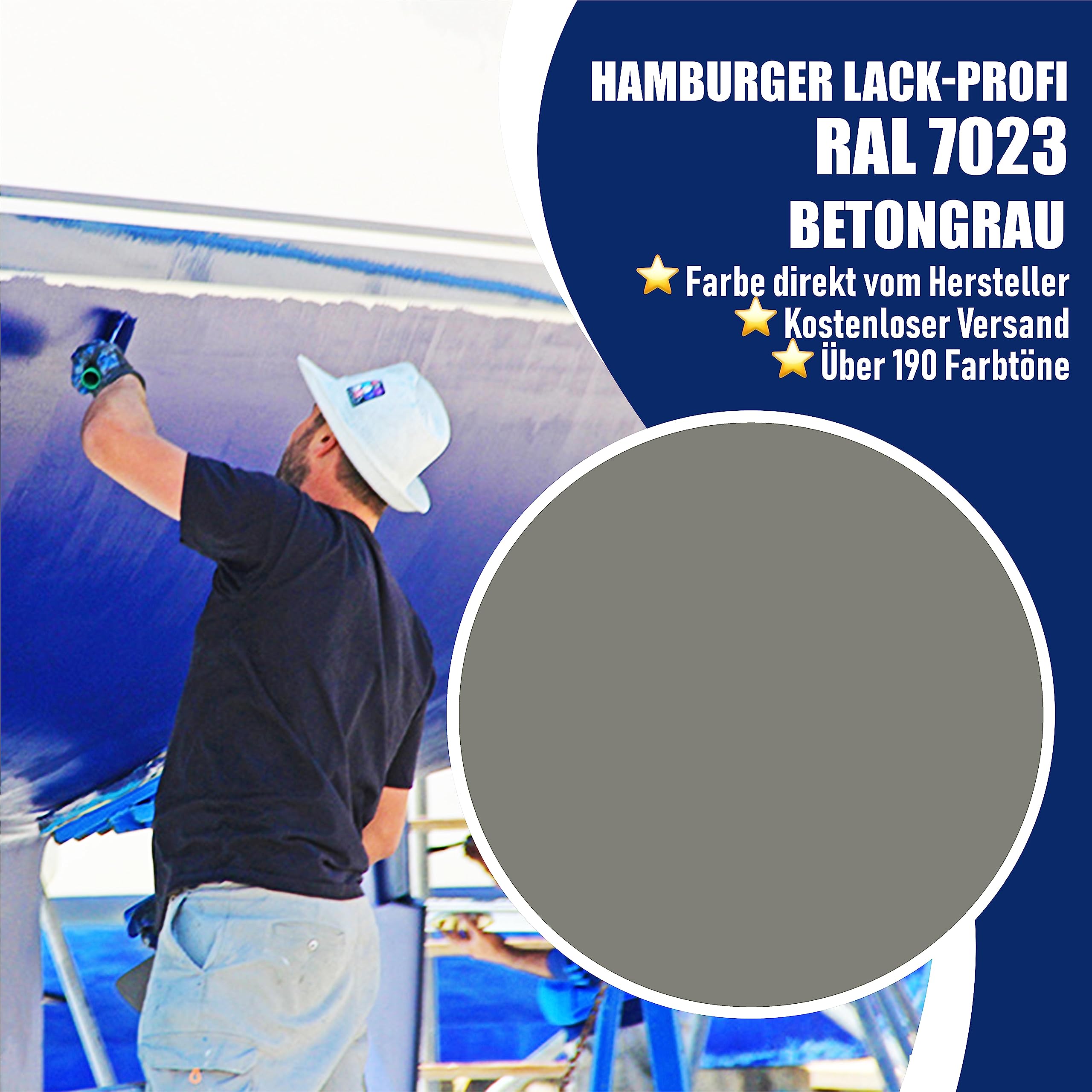 Hamburger Lack-Profi Bootslack MATT für Holz und Metall Betongrau RAL 7023 Grau Yachtlack Yachtfarbe Bootsfarbe