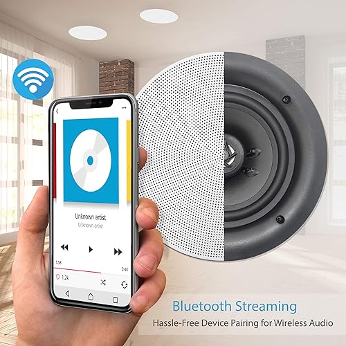 Miniatura 6 de Pyle Sistema de altavoces de 2 vías de montaje empotrado Bluetooth de 5.25 pulgadas de 4 vías en la pared Cono de polipropileno y tweeter Sonido