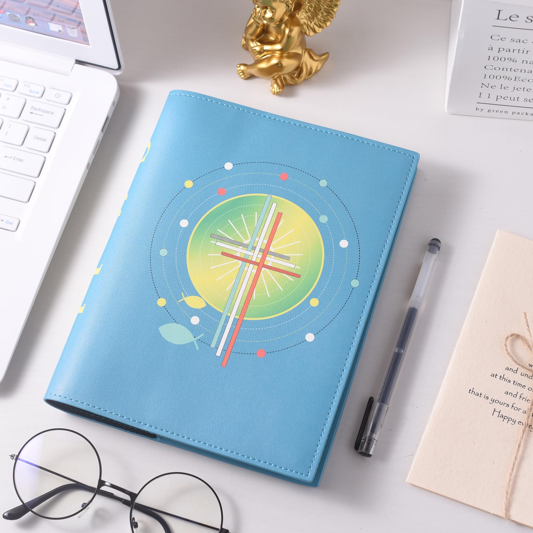 LParkin Gotteslob Cover Communion with Cross Fish for the Catholic Church Hymn Book 15 x 22 cm Grey Blue (Blue) - Image 4