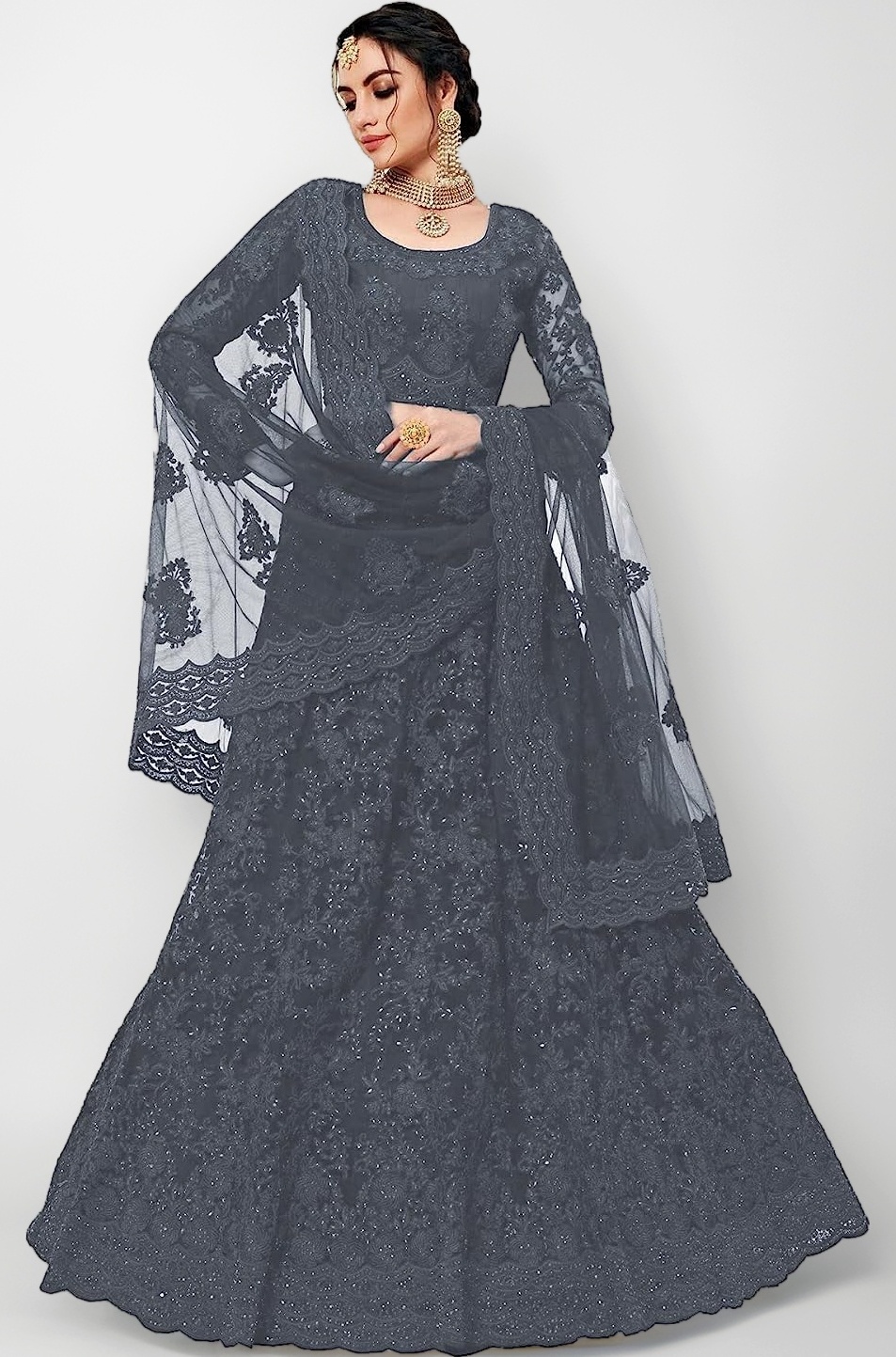 Embroidered Semi Stitched Lehenga Choli