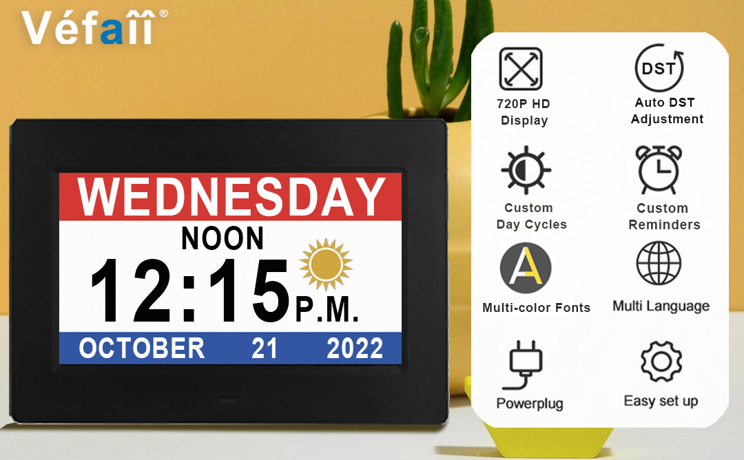Amazon.com: Véfaîî Upgraded Large Digital Calendar Clock with Day