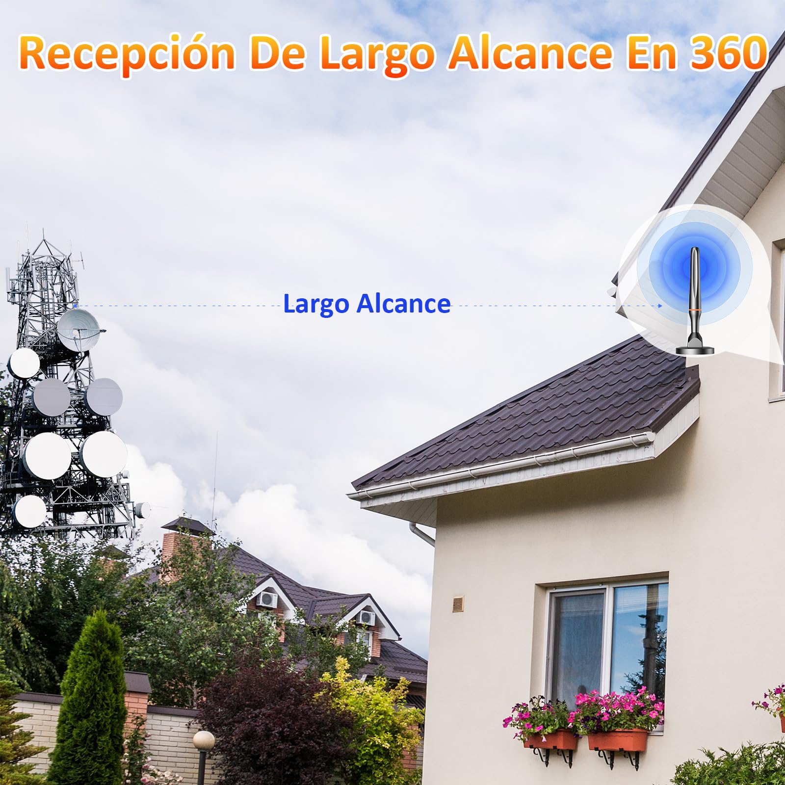 Antenna TV interna potente 2025, 260 miglia ricevitore digitale 4 K/1080P con base magnetica, antenna TV portatile, capta tutti i canali locali, cavo coassiale 3M