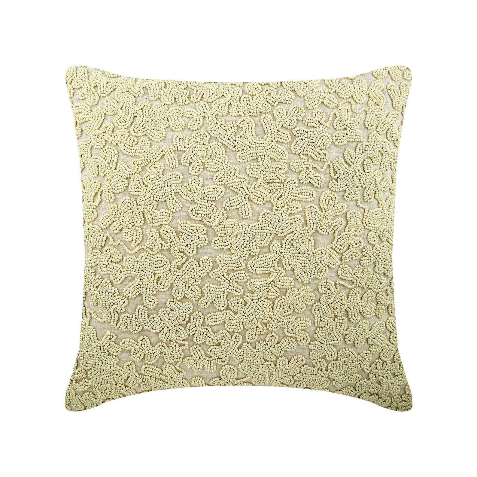 The HomeCentric Decorative Cushion Covers 40x40 cm (16x16 inch) Ivory, Cotton Throw Cushion Covers, Cushion Covers, Contemporary Cushion Covers UK - Ivory Dreams โ image 1