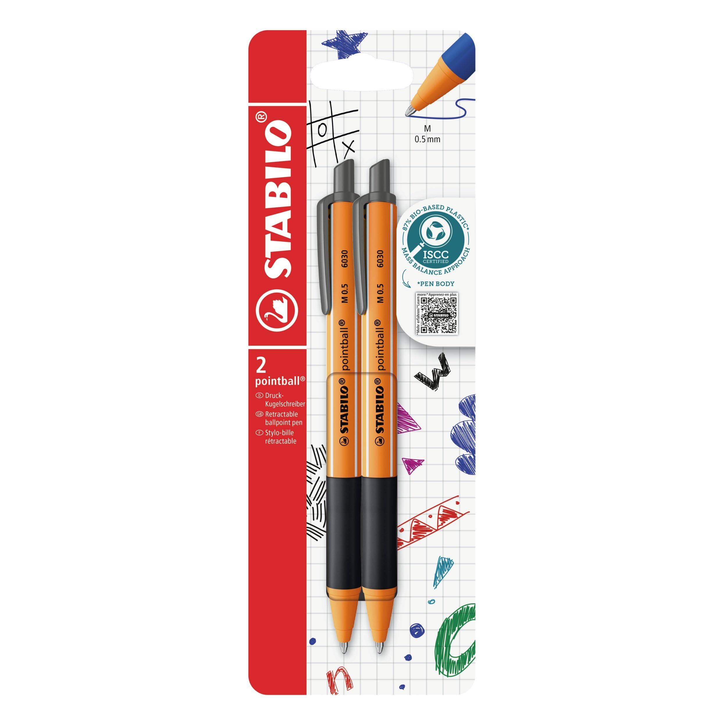STABILO pointball Penna a Sfera Ecosostenibile CO2 neutral Pack da 2 Nero