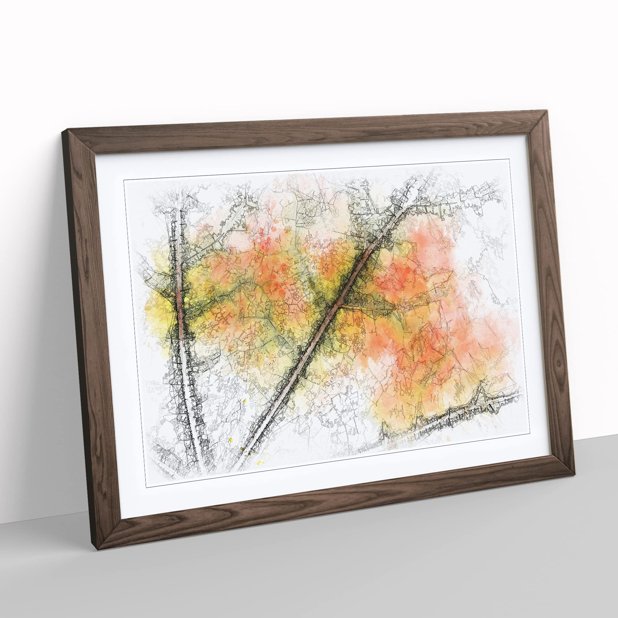 The Leaf Of A Sycamore Tree Sketch Modern Art Framed Wall Art Print - Image 2