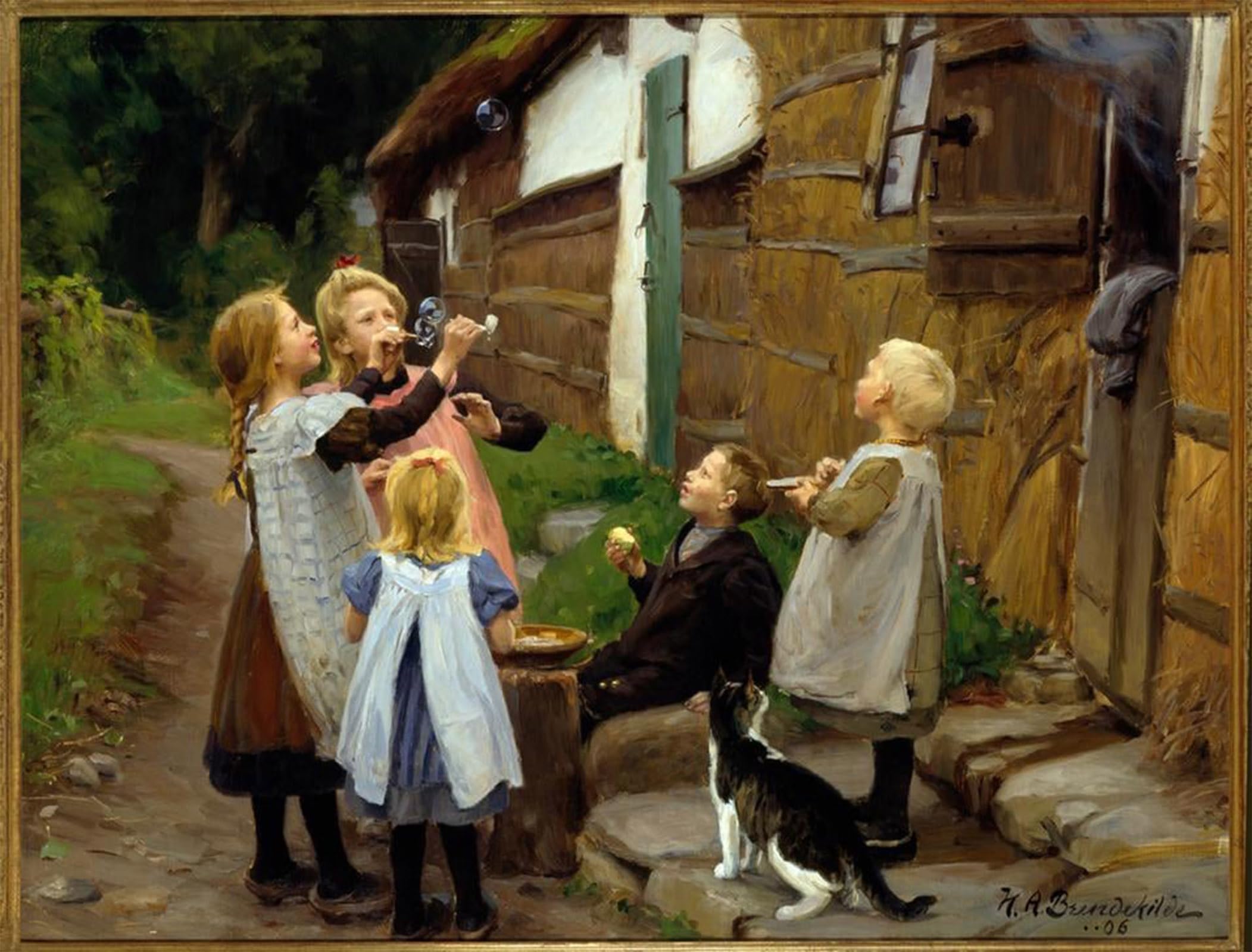 ARTXLXXBN Famous Print Painting Colorful Art Print H.a.brendekildeeifenblasen by Hans Andersen Brendekilde Canvas Art Decorations for Home Decor 60x90cm