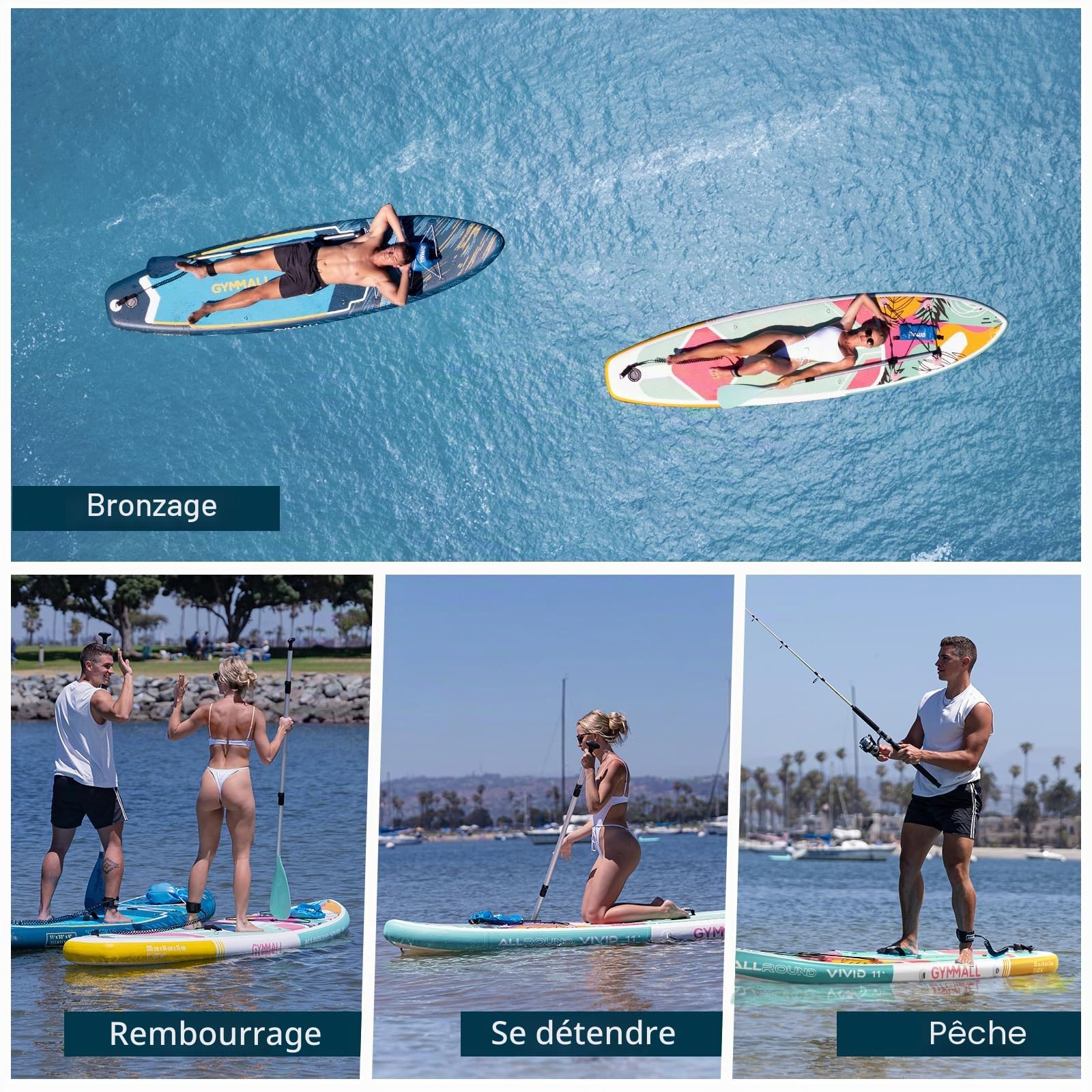 Paddle Gonflable Adulte, Stand Up Sup Large Deck Antidérapant avec Accessoires Premium et Sac