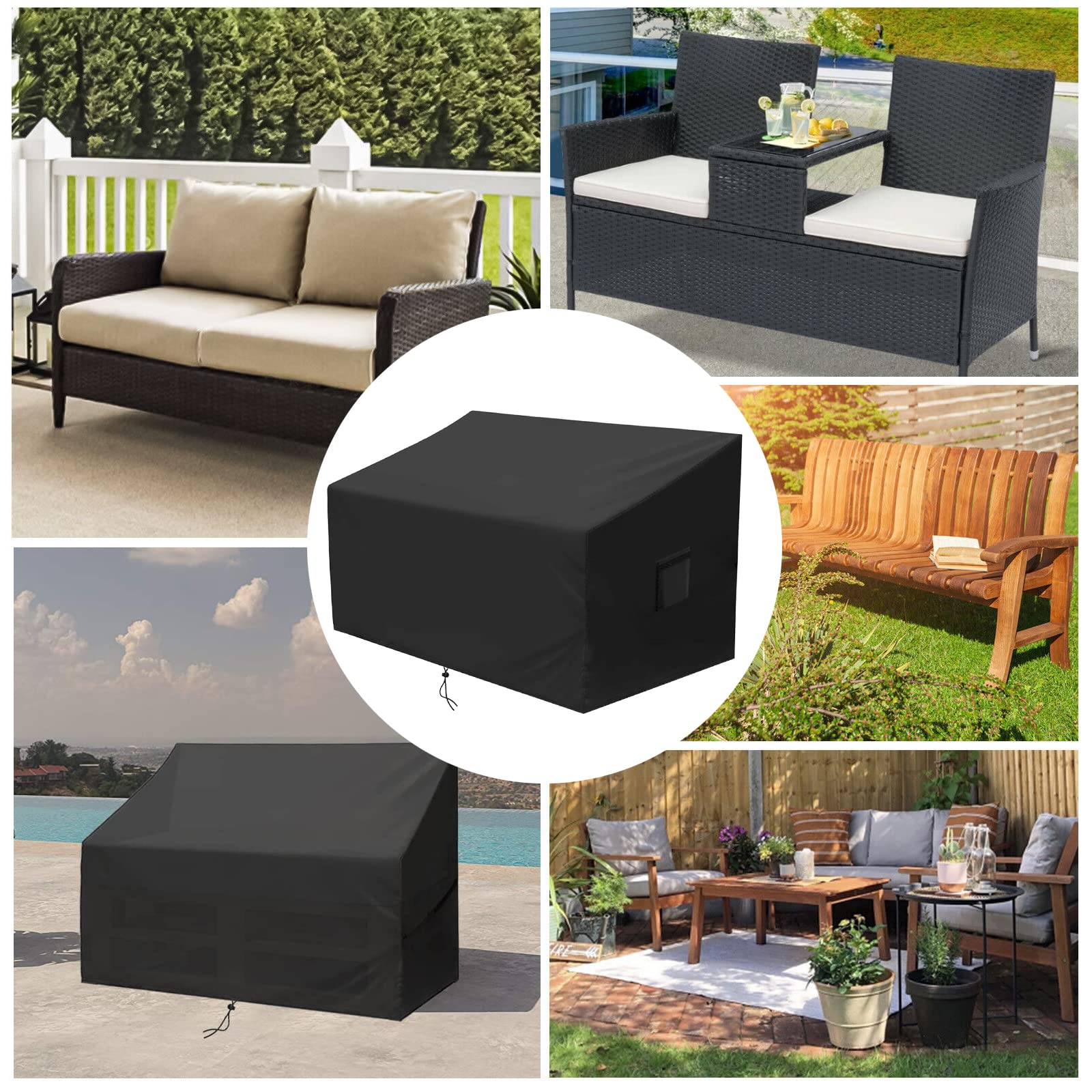 Housse de protection pour canapé en palettes - Tissu Oxford 420D - Avec cordon de serrage - Imperméable - Pour meubles de jardin - 130 x 85 x 80 cm