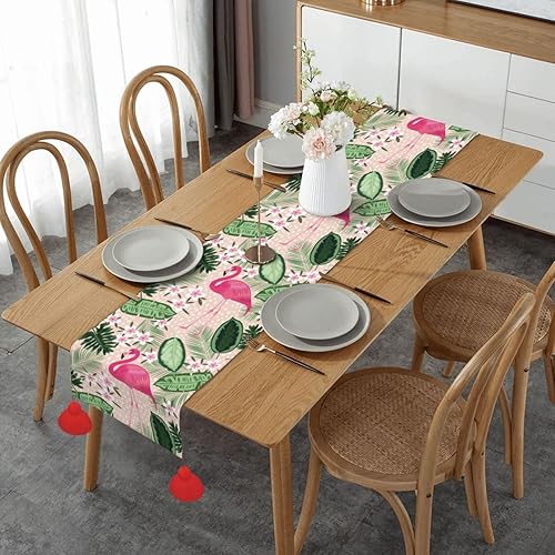 Christmas Table Runner 60 Inches Long Fall Table Runner for Dining Table Christmas Decorations Coffe Table Runner with Tassels Kitchen & Table