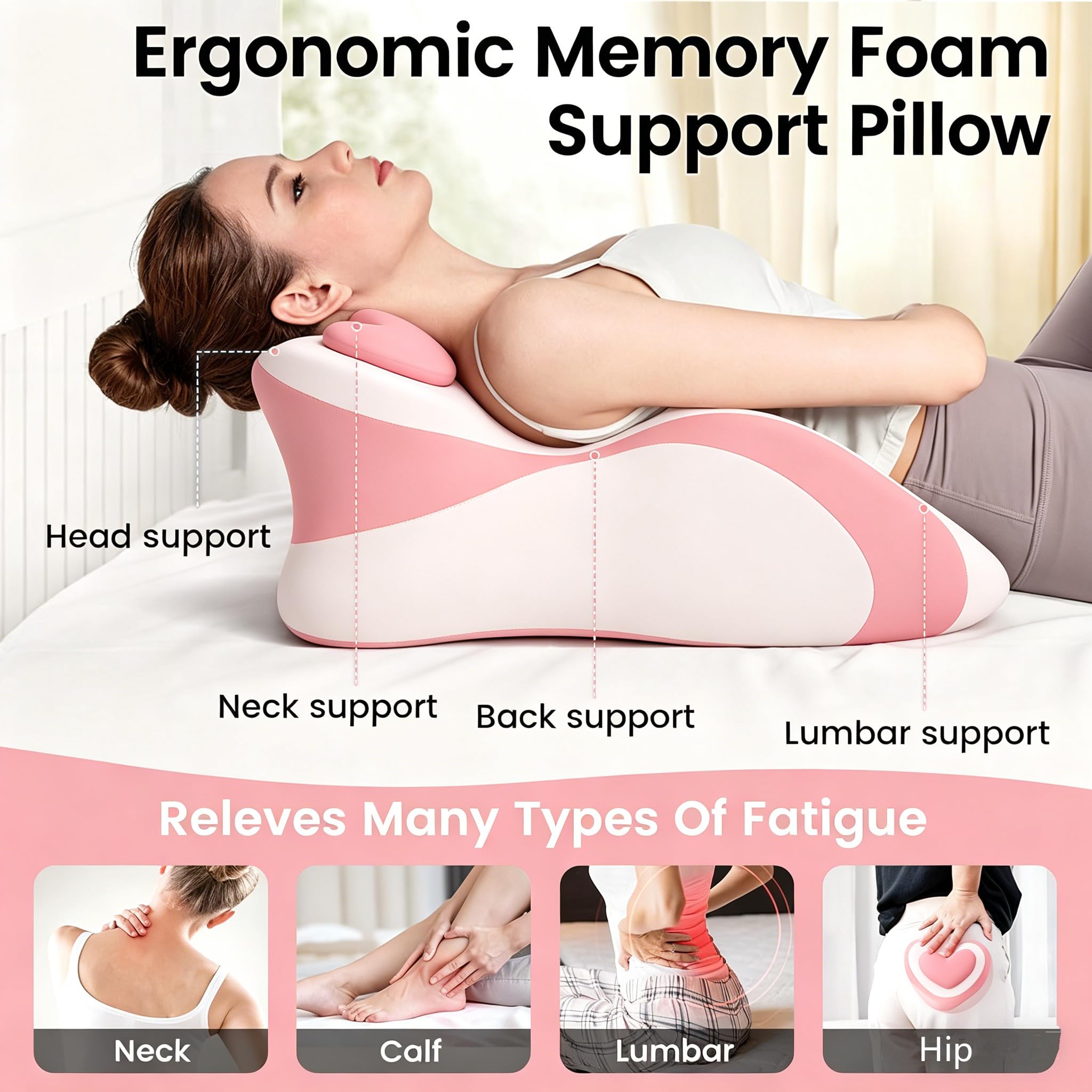 Memory Foam Keilkissen, Lesekissen & Lendenkissen,Entspannungskissen für Bett, Sofa und Boden,Orthopädisches Stützkissen gegen Rücken- und Nackenschmerzen