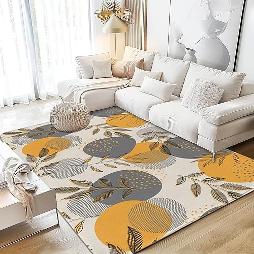 Miniatura 10 de Alfombra retro bohemia chic de 5 x 7 pies, lavable grande para sala de estar, ultra suave, antideslizante, alfombra de dormitorio, alfombra tribal