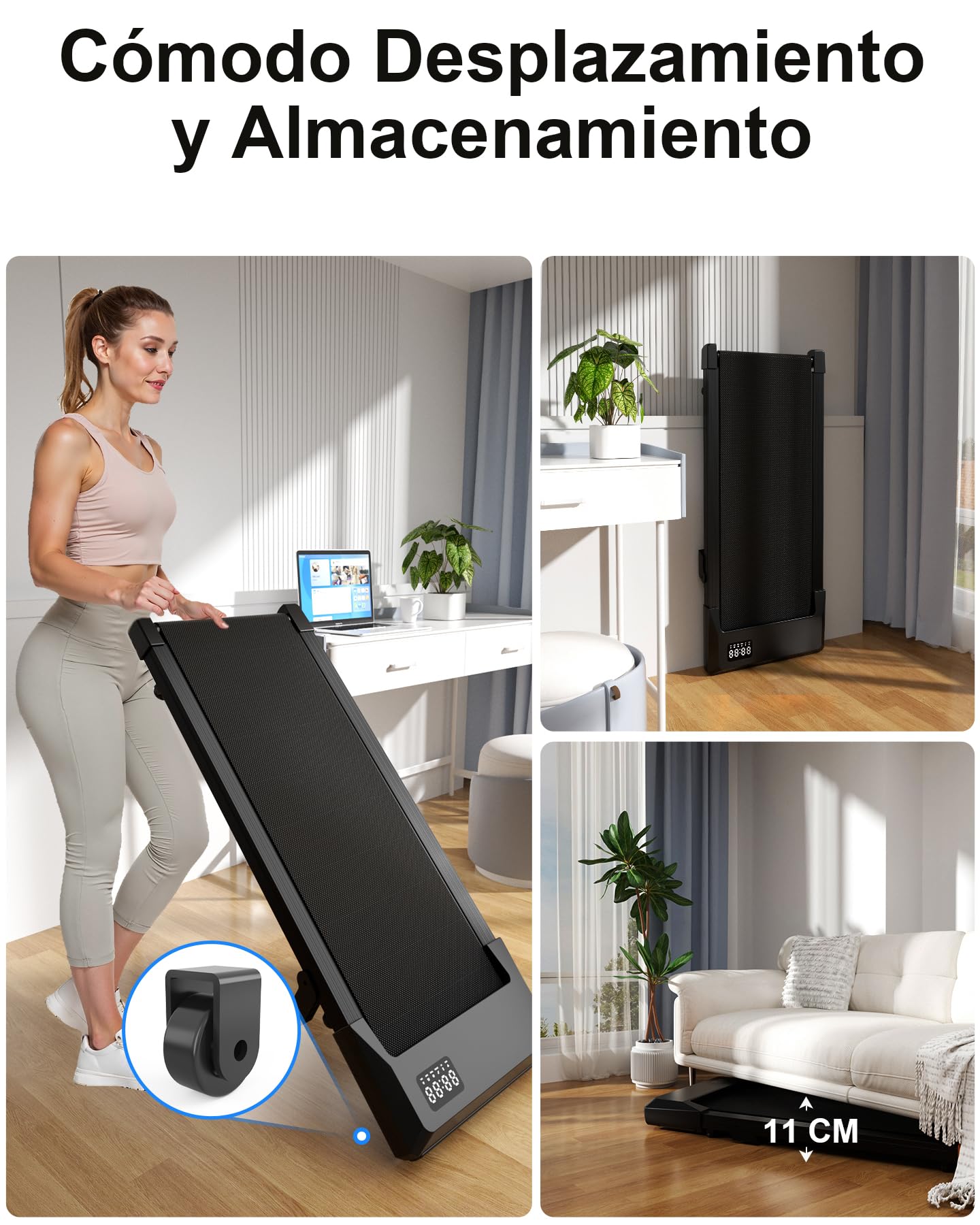 Copant Tapis de Marche, Tapis de Course avec LCD Écarn, 2.5 HP Walking Pad avec APP &Télécommande，Charge Max 136 kg, 1.5-6km/h pour Domicile ou Bureau