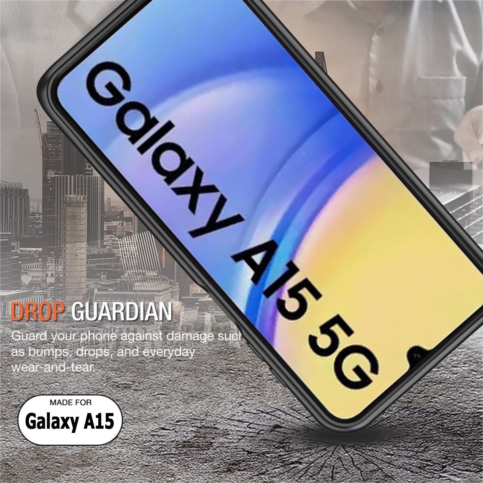 10.000 mAh Schutzhülle für Samsung Galaxy A15 (6,7 Zoll) Schutzhülle mit Akku, kabellos, intelligent, tragbar, Powercover, externer Akku, wiederaufladbares Ladegerät