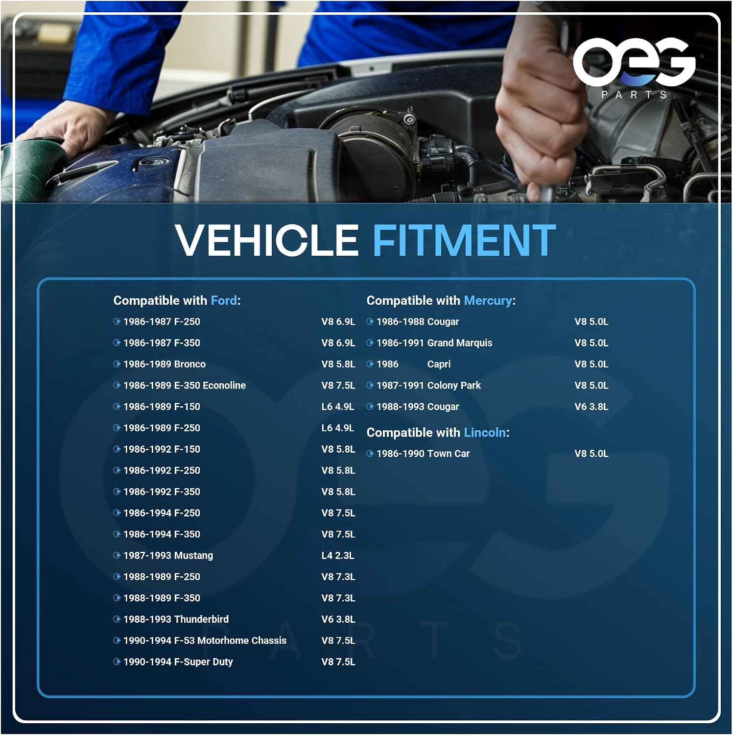 OEG Parts New Alternator Compatible With Ford LTD V8 5.8L 86-86 E7PF-10346-ZA E7PZ-10346-C E7PZ-10346-E E7PZ-10346-L E7PZ-10346-LRM E7PZ-10346-LRM1 E7PZ-10346-M E7SF-10300-FA E62F-CA