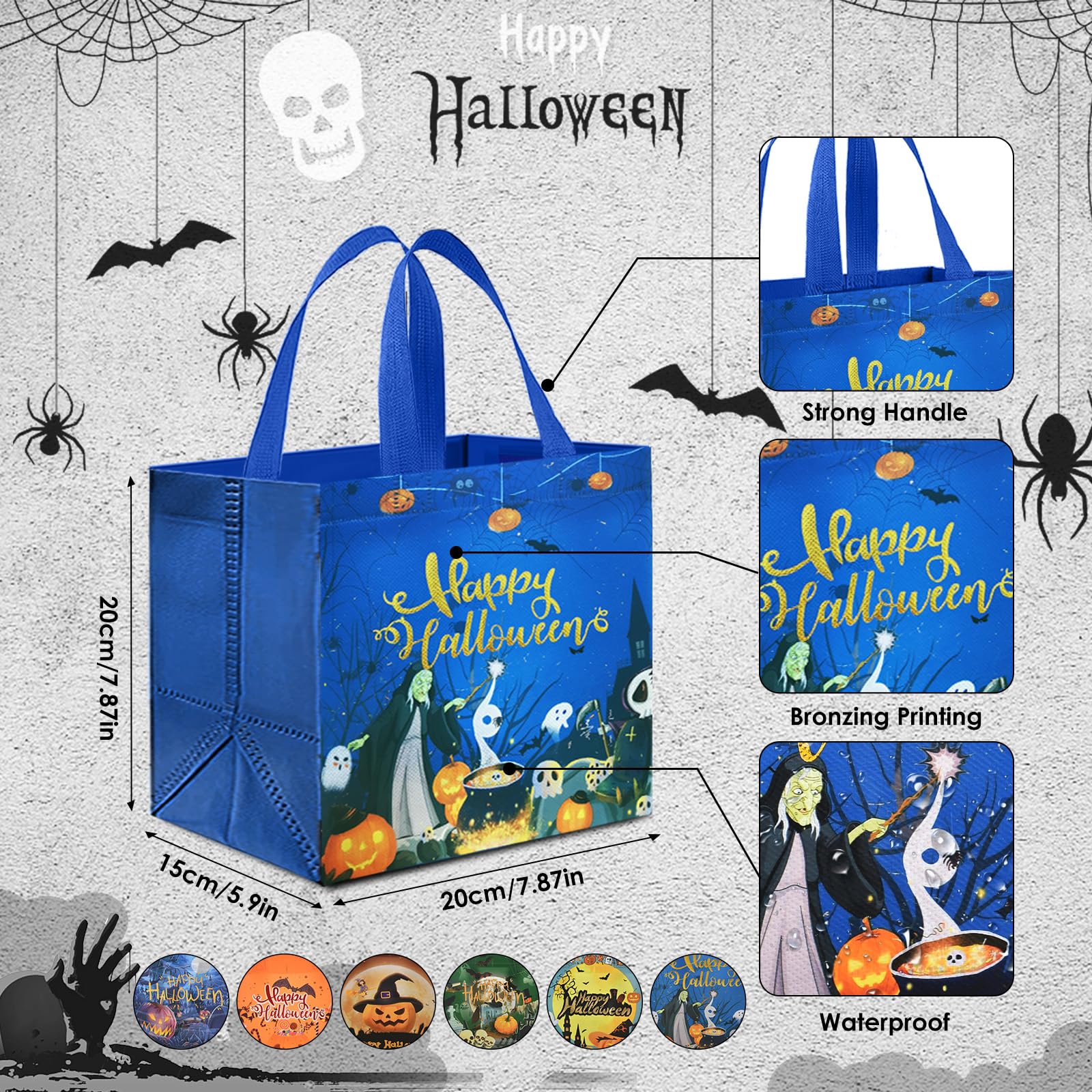 Halloween Scary Face Treat Bag - 25x30 Cm Non-Woven Tote With Handles For Trick Or Treat Candy & Party Decor - View #11