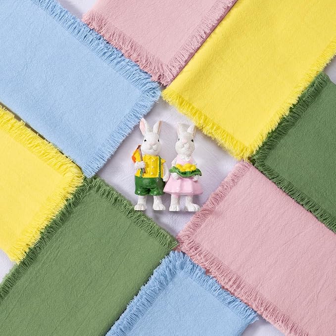 Servilletas de Tela DeZerlor 12 Piezas 43x43 cm Algodón con Flecos miniatura 2
