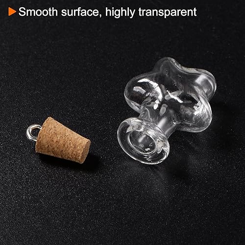 Miniatura 5 de HARFINGTON 20 mini botellas de vidrio con tapones de corcho, pequeños frascos de vidrio en forma de pentáculo, pequeños frascos de vidrio