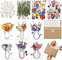 Dunzoom 30-Pack DIY Dried Flower Greeting Cards with Wax Seals, Envelopes & 150 Pressed Flowers - Handmade Thank You, Birthday Gifts for Women