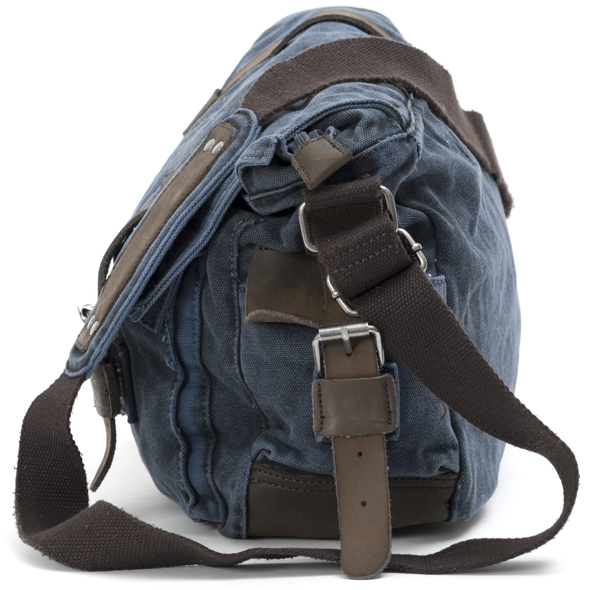 Avirex Borsa a Tracolla Uomo Da Viaggio o Lavoro in Stile Militare Con Finiture in Vera Pelle Bovina e Canvas per PC Laptop o portadocumenti o Zaino a Tracolla