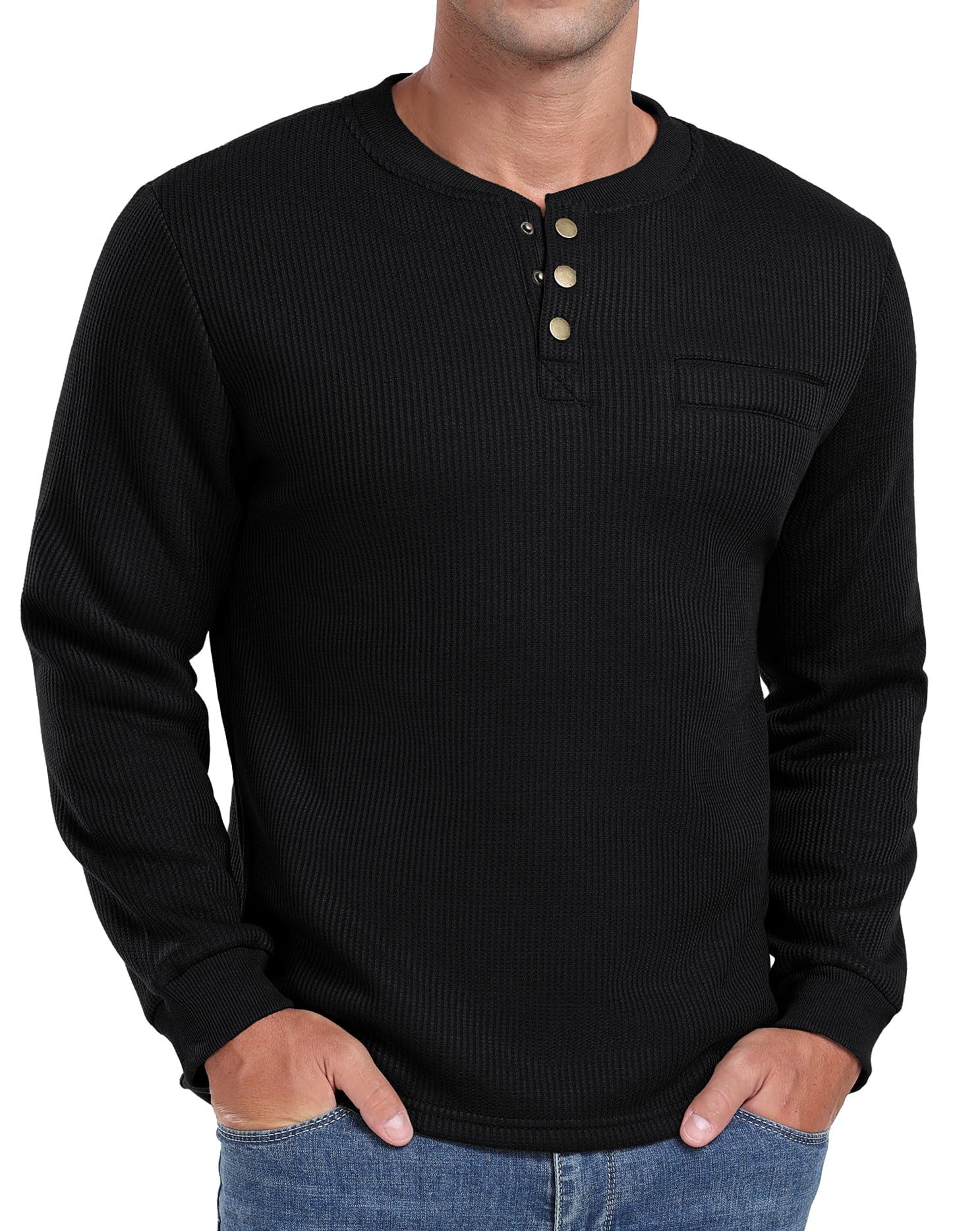 Sailwind Men's Fleece Lined Pullover Sweatshirt Quarter Button Sweater