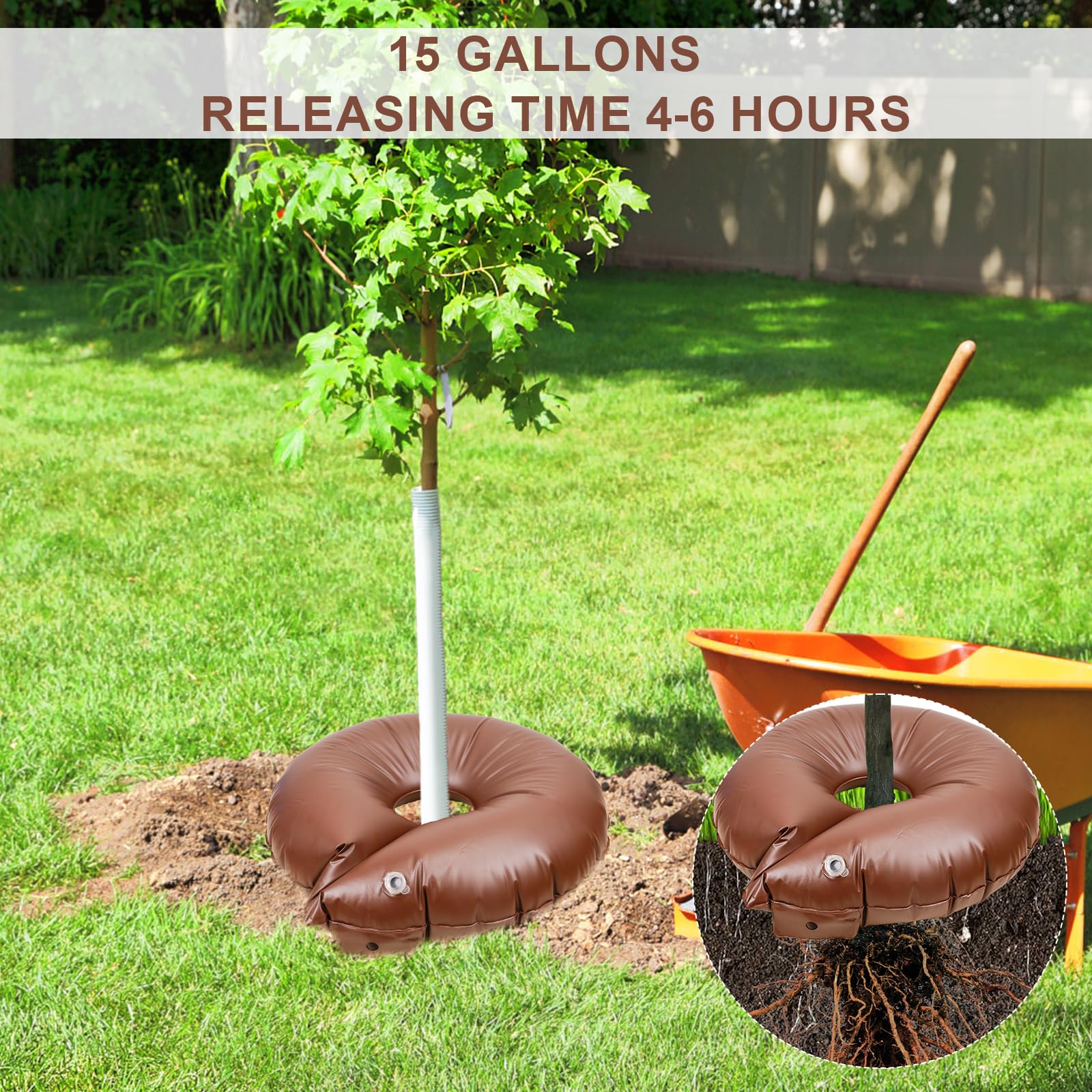 2pcs Sac Arrosage Arbre, 15 Gallons Épaissi Automatique Anneau d'Arrosage pour Arbres Sac Irrigation Goutte à Goutte pour Plantes Sac d'Irrigation Anneaux pour Petits Arbres Arbustes