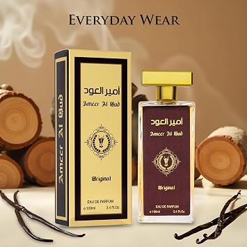 Ameer Al Oud for Men & Women - Wood, Oriental Earthy Fragrance - Top Notes of Agarwood, Vanilla & Sweet Sugar - Base Scents of Sandalwood & Herbal - Free of Paraben - Elegant 100ml Bottle