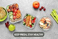 Vista 9 de M MCIRCO Juego de 5 recipientes de vidrio de 3 compartimentos de 36 onzas y 24 recipientes de almacenamiento de alimentos de vidrio