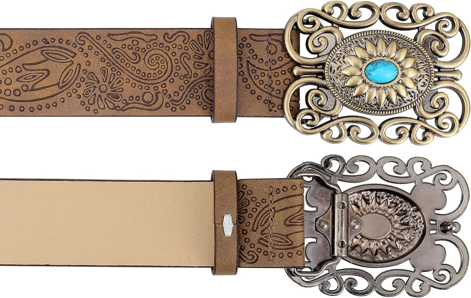 CHIC DIARY Women Western Leather Blet Cowgirl Country Belt Vintage Waist Belt for Jeans - Image 4