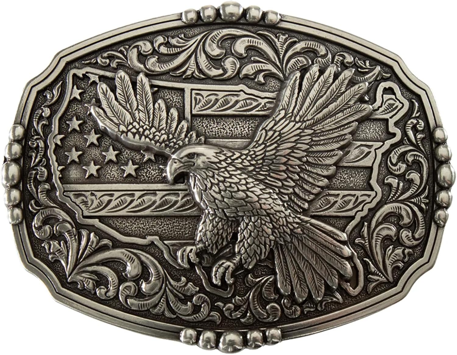 ARIAT Men's American Flag Eagle Scroll Belt Buckle