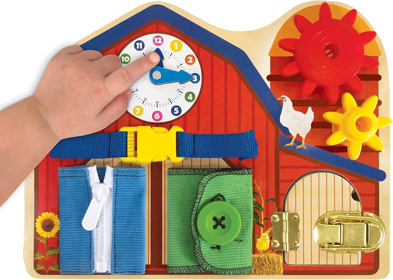 Julian & Luca Brilliant Baby Farm Busy Board | Interactive Wooden Farm Toy for Toddler & Baby | Educational & Fun Busy Board for Early Childhood Development