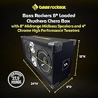 Vista 2 de Bass Rockers Caja Chuchera Chero Cargada de 8" con Altavoces de Rango Medio de 8" y Tweeters Cromados de Alto Rendimiento de 4" 1200W para Uso