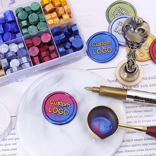 Miniatura 3 de SWANGSA Kit de sellos de cera personalizados, sello de sellado personalizado con 200 cuentas de cera de sellado para invitaciones de fiesta de boda,