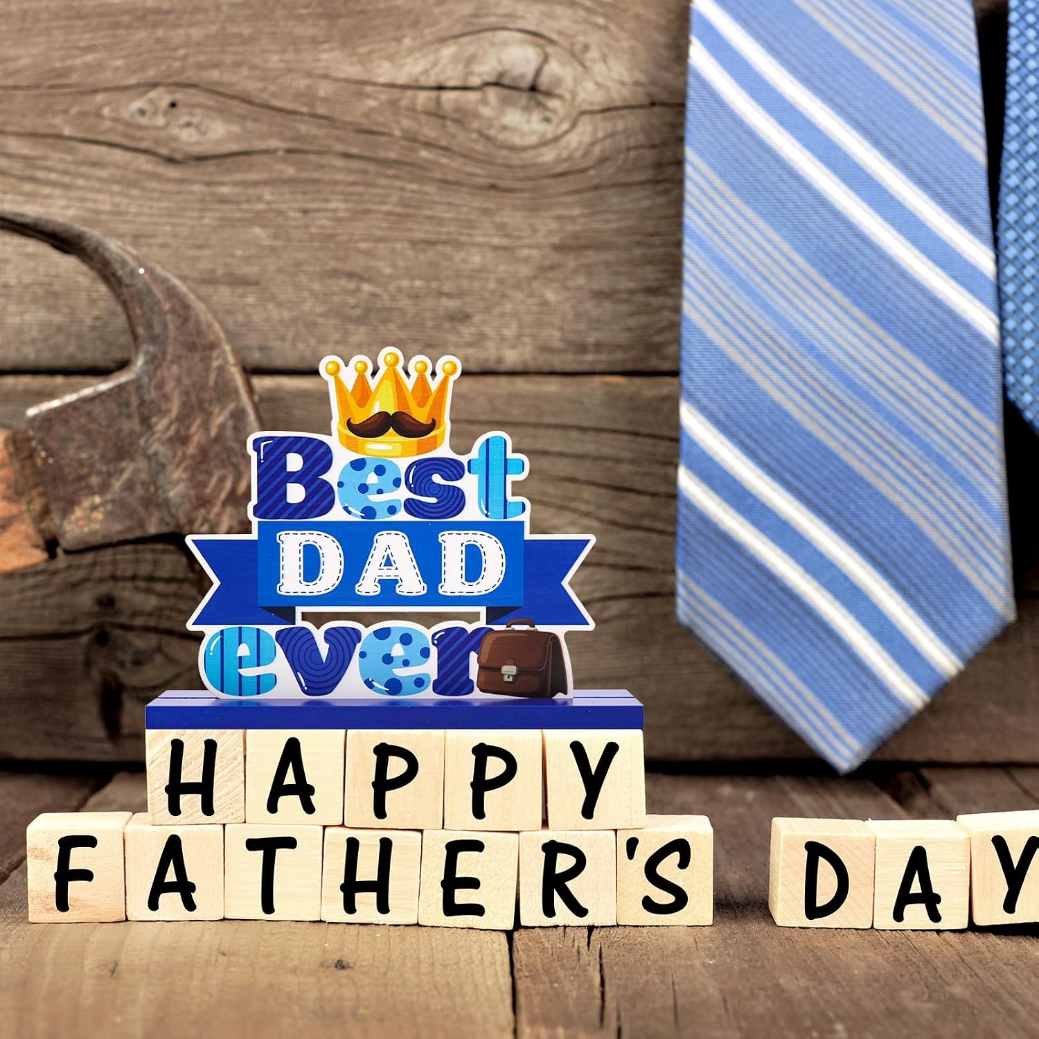 Fancy Land 4 Pcs Fathers Day Table Decorations Wooden Sign Centerpieces Fathers Day Decorations Birthday Party Supplies