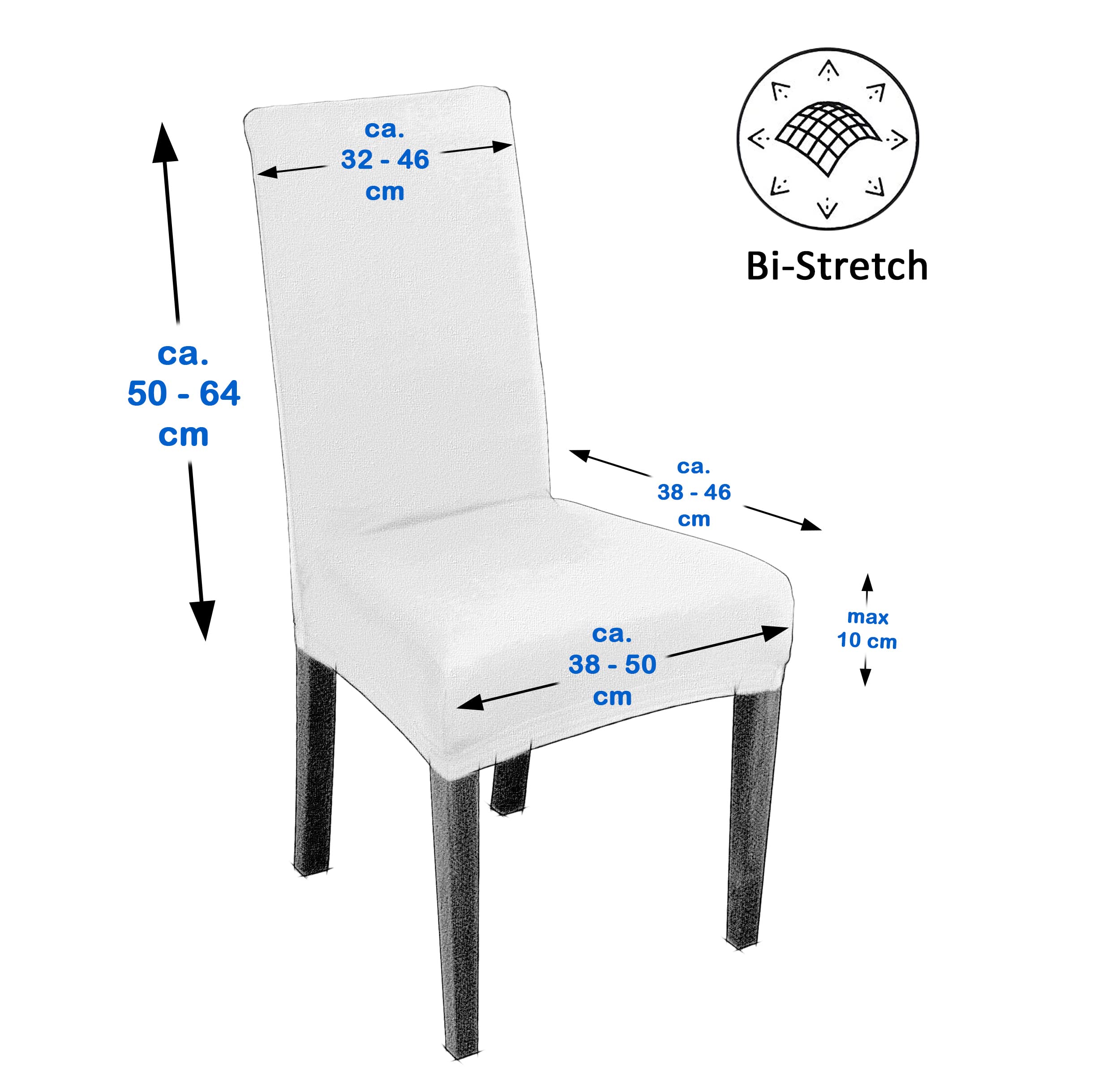 BEAUTEX Lot de 4 Housses de Chaise en Jersey, Housse Extensible en Coton bi-élastique, Couleur sélectionnable, Beige