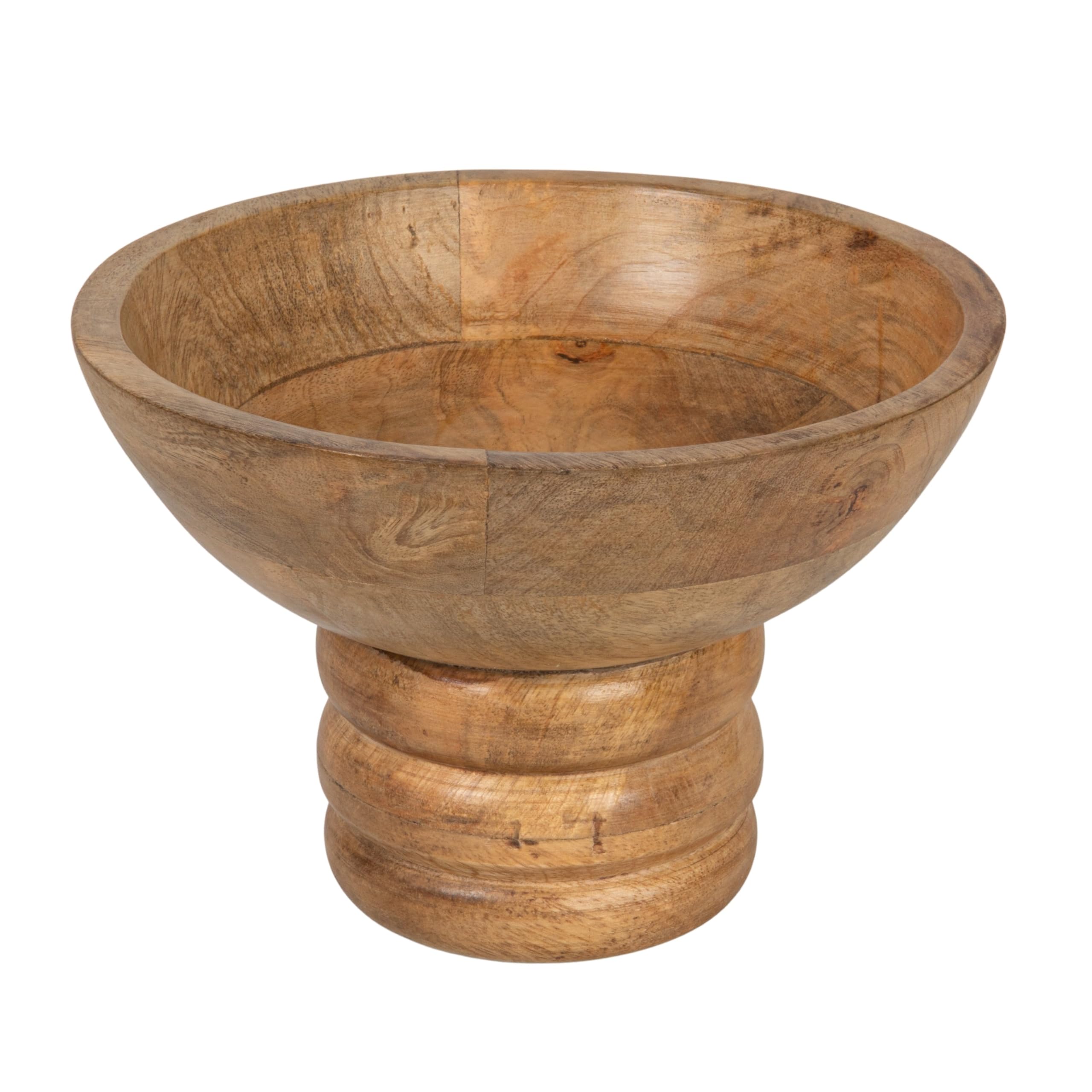 Bloomingville Round Carved Mango Wood Footed Bowl
