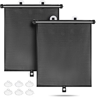 Sfee Car Window Shade for Side Windows, 2 Pack Car Sun Shade Retractable Window Shades for Car Blocks Heat and UV Rays Glare Protection Car Roller Sunshade Visor for Baby, Kids, Pets, Passengers