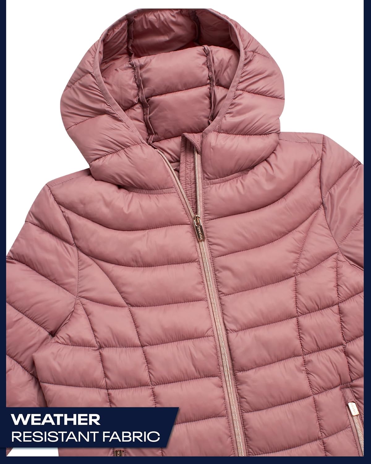 Reebok Womens Puffer Jacket - Lightweight Quilted Snow Glacier Shield Zip Up Bubble Winter Coat for Women with Hood & Pockets - Image 5