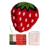 Craft Club Strawberry Dreaming Rug Kit | DIY Tools | Latch Hook Kit for Adults | Colourful Home Décor Rug for Living Spaces | 23in x 21in