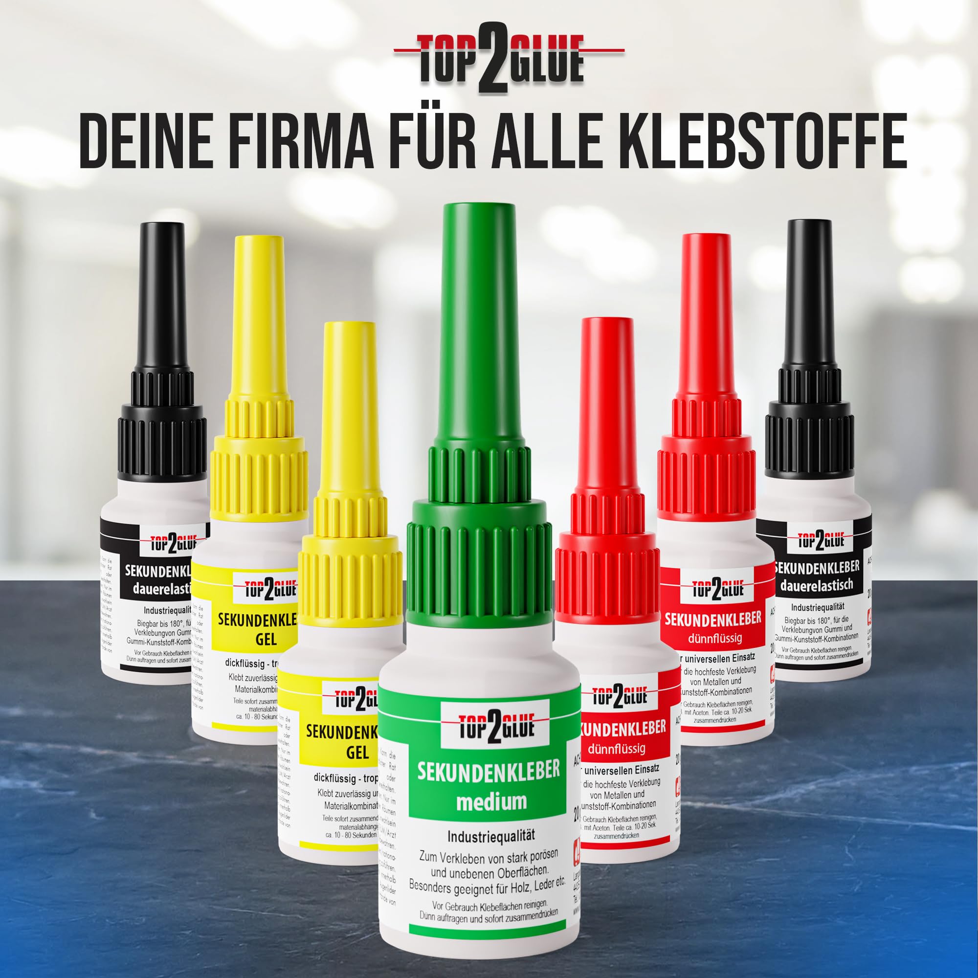 Sekundenkleber extra stark mittelviskos 20g - Cyanacrylat Kleber wasserfest, Pflanzenkleber für Aquascaping - klebt Kunststoff, Glas, Holz, Stein, Metall - Spezial Verschluss Top2Glue (20 Flaschen)