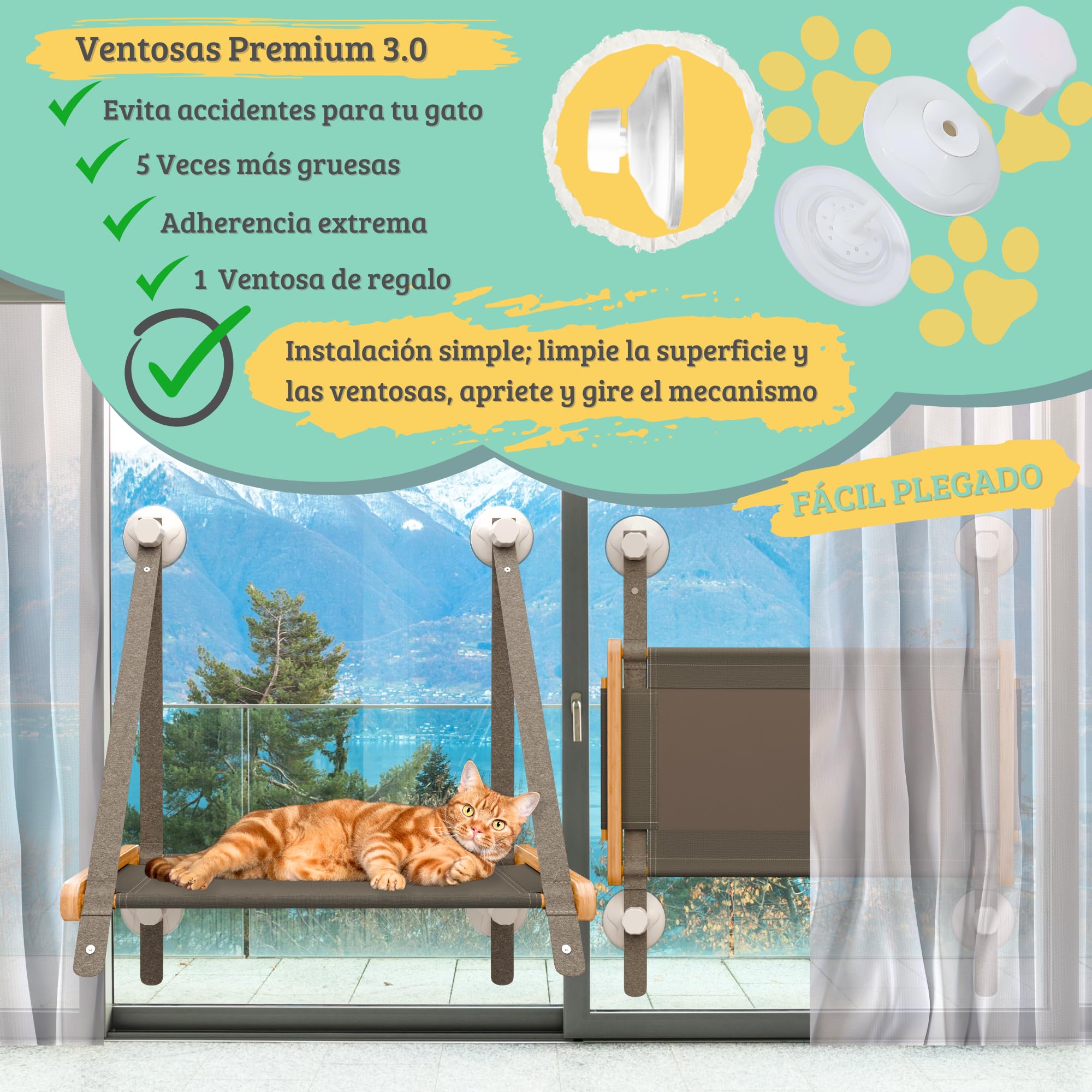 Amaca per gatti Finestra - Amaca gatto-Amaca per gatti - Letto per finestra per gatti - Letto sospeso per gatti - Letto per gatti Accessori per gatti - Amaca per gatti - Amaca per gatti